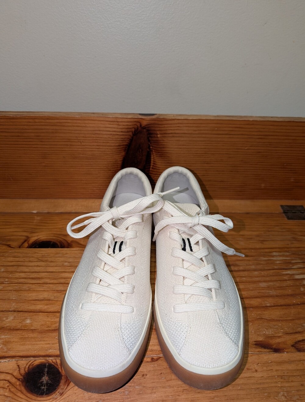 Rothy’s The Lace Up Sneakers Cream Knit Gum Sole Women’s Size 7